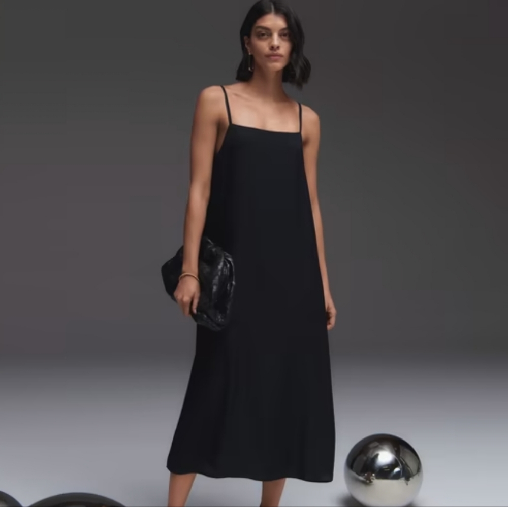 Everlane Black Midi Slip Dress